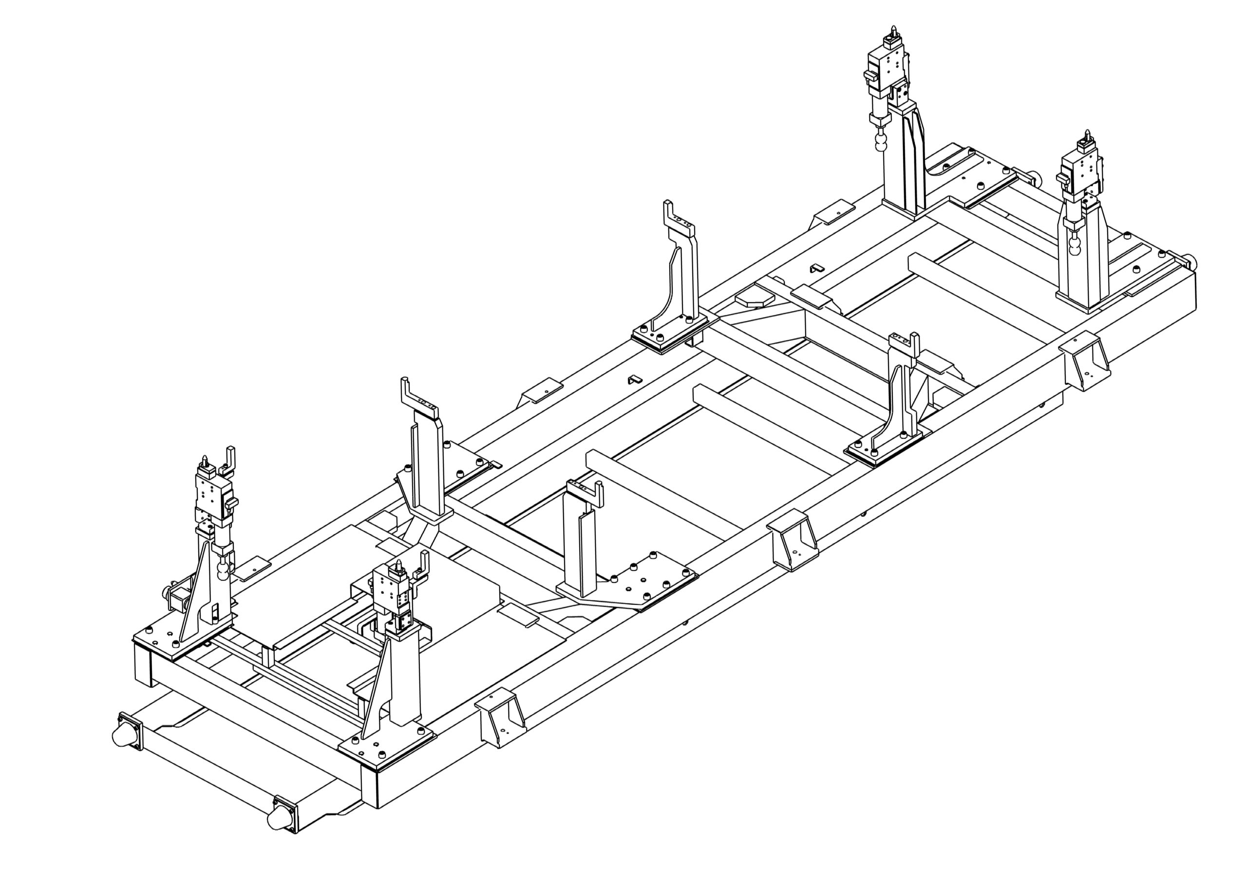 Schematic of a custom 16mm Pin clamp framework for Volvo.