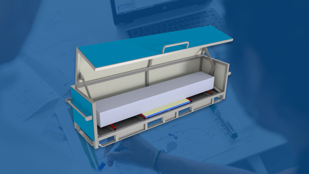 Sandfield Engineering Lithium battery retardant storage container with an engineering opening and closure function