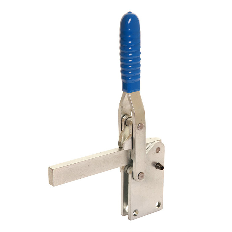 MG1 Vertical Toggle Clamp with a tall vertical handle in blue