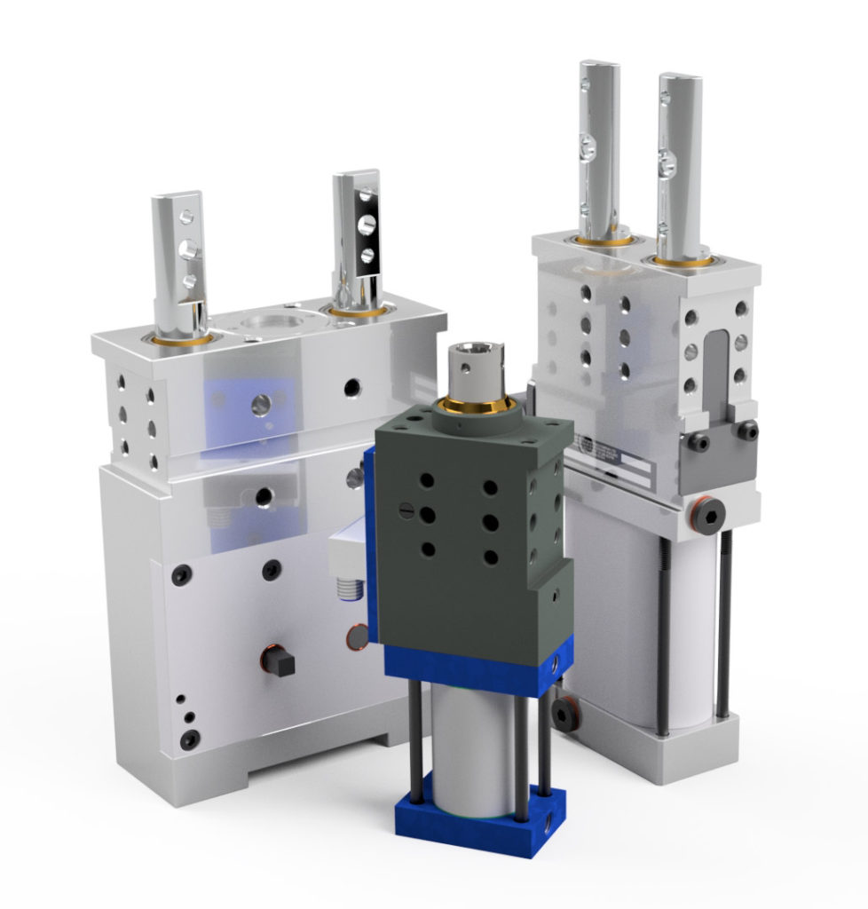 A range of Sandfield Engineering pneumatic locator units manufactured and distributed across the UK