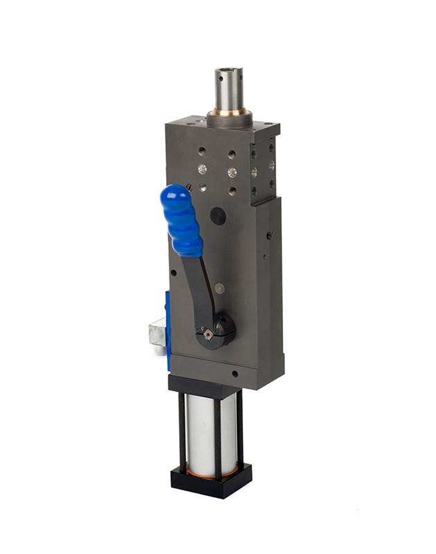 A block with a battery unit at the bottom with a handle that rotates to drive a pin, XLP40-ML-40 Product
