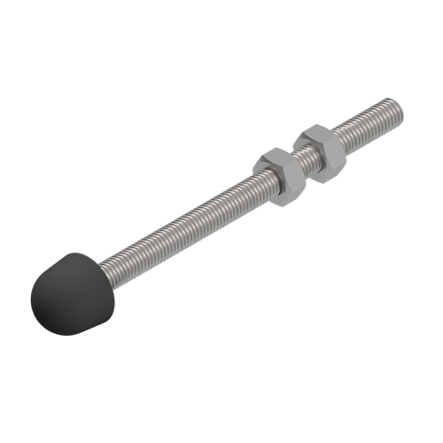 A long silver screw with a black neoprene tip for a Sandfield Engineering Clamp product.