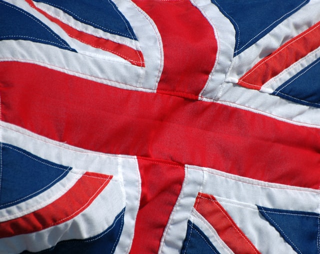 British Flag in a fabric with visible engineered stitching.